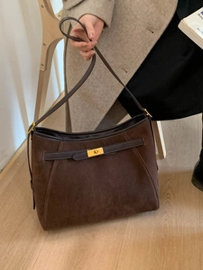 Borsa Tote Donna in Pelle PU Retro Minimalista Chiusura a Lucchetto Grande Capacità Borsa a Spalla Sottobraccio per Pendolarismo Quotidiano