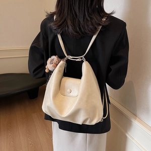 Borsa tote retrò in pelle PU crema stile hobo con doppie spalline regolabili moda