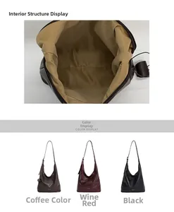 Vue détaillée de l'intérieur et choix de couleurs des grands sacs cabas vintage pour femmes