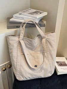 Women Casual Large Capacity Nylon Tote Bag Stylish Stitching Letter Detail Shoulder Bag For Daily Travel Fashion Handbag
