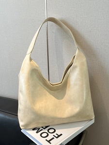 Sac fourre-tout minimaliste en cuir souple jaune crème pour le bureau et le quotidien