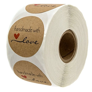 Kraft Paper Handmade With Love Round Adhesive Labels For Gift Wrapping Baking Packaging Decor Roll Stickers