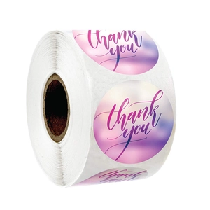 Thank You Stickers Roll Purple Pink Gradient Round Sealing Labels For Gift Box Packaging DIY Craft Business Supplies
