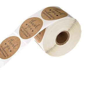Kraft paper thank you stickers roll for small business packaging and gift decoration