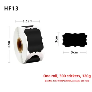 Detailed dimensions of waterproof blackboard labels, 5x3cm scalloped edge design