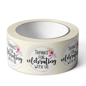 Floral Thank You For Celebrating With Us Sealing Stickers Round Coated Paper Labels For Wedding Party Gift Box Decoration