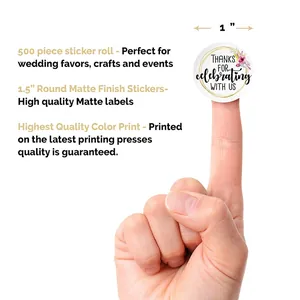 500pcs floral thank you stickers roll for craft packaging and sealing 1.5 inch labels