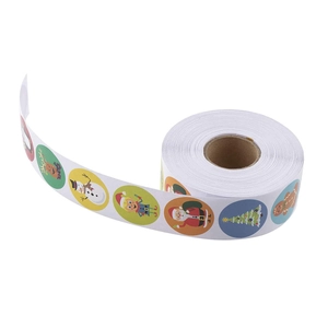 Christmas cartoon roll stickers with Santa and reindeer for gift wrapping and decoration