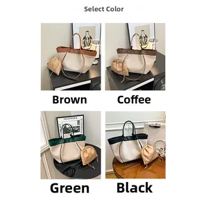 Detailed grid showing canvas tote bags in brown, coffee, green, and black with drawstring bags