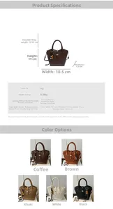 Detailed size specifications for woven PU leather handbag with 19cm height and 18.5cm width