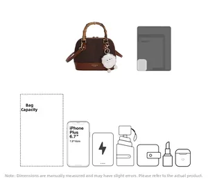 Detail view of shell bag showing bamboo handle and storage capacity for daily essentials