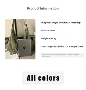 Spécifications de taille pour grand sac hobo vintage en toile verte bandoulière