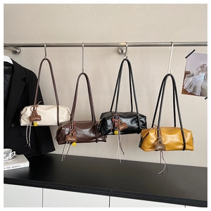 Retro Boston style shoulder bags in four colors with cute smiley face charms