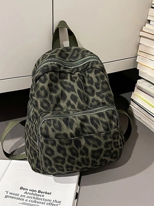 Mini Sac à Dos de Style Japonais à la Mode Femmes Imprimé Léopard Camouflage Nylon Petit Sac de Voyage Décontracté École