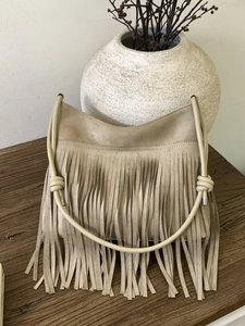 Sac à Épaule en Suède à Franges Bohème pour Femmes Sac en Bandoulière Vintage avec Gland et Bandoulière Nouée Grande Capacité