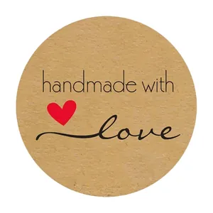 Handmade with love Kraftpapier Aufkleber auf Rolle für Geschenkverpackung und Siegel