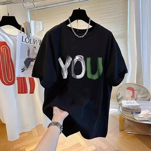 Women American Streetwear Oversized Cotton T-Shirt Loose Fit Graphic Letter Printed Round Neck Short Sleeve Summer Casual Top