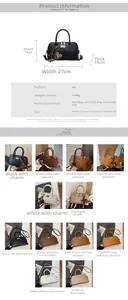 Guide des tailles pour sac à main rétro en PU avec dimensions et nuancier de couleurs