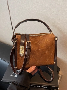 Vintage Quilted PU Leather Crossbody Bag For Women Retro Style Top Handle Shoulder Bag Casual Minimalist Lunch Handbag