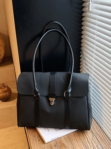 Borsa Tote in Camoscio da Donna Grande Capacità Borsa a Tracolla Opaca per Pendolarismo Con Fibbia in Metallo Argento Retrò