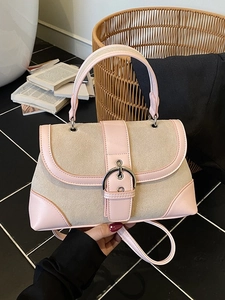 Borsa a Mano in Camoscio Retrò per Donna Borsa a Tracolla Quadrata Piccola Vintage con Cuciture a Contrasto con Fibbia in Metallo