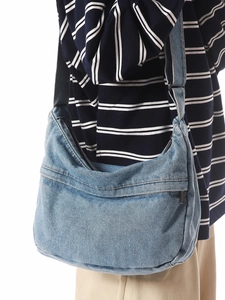 Vintage Washed Denim Tote Bag For Women Large Capacity Crossbody Hobo Bag Retro Denim Shoulder Bag With Zipper Pocket