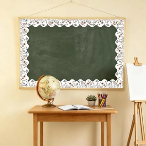 Floral bulletin board border stickers with wavy edges for classroom chalkboard decoration
