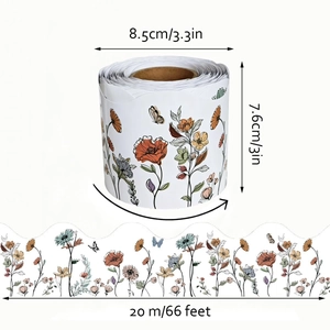 Floral scalloped bulletin board border sticker, 20m roll for classroom decoration