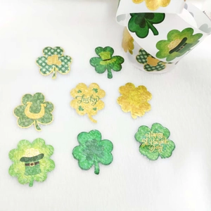 Lucky four-leaf clover St. Patrick's Day glitter stickers roll for gift decoration
