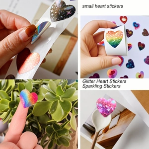 Glitter heart gift stickers roll with rainbow laser effect for wedding decor