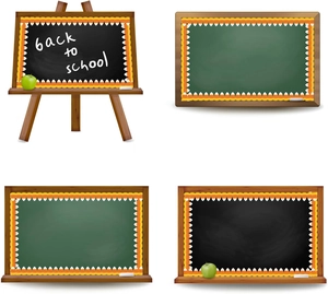 Detail view of back to school themed bulletin board borders with various frame colors