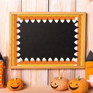 Glitter candy corn bulletin board border stickers for classroom Halloween decor