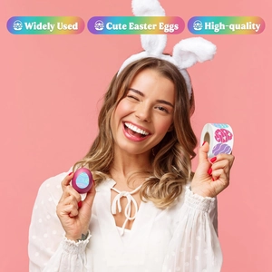Simpatici adesivi olografici di Pasqua in rotoli per decorazioni fai-da-te e regali