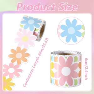 Colorful floral bulletin board border stickers, 2.4 inch x 65.6 feet roll for classroom
