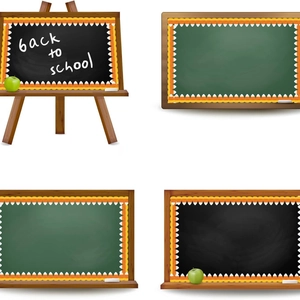 Scalloped candy corn borders on blackboards for back to school classroom wall decor
