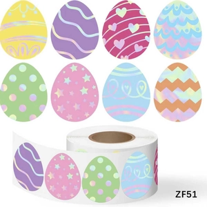 Rotolo di adesivi olografici uova di Pasqua con 8 motivi colorati per decorazione DIY