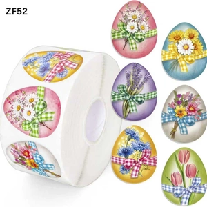 Rotolo da 500 adesivi pasquali a forma di uovo con motivi floreali per decorazioni regalo
