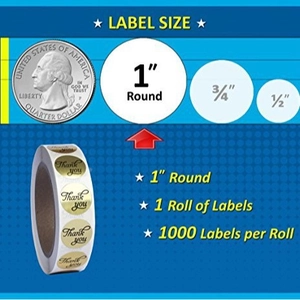 Roll of 1-inch gold Thank You stickers with 1000 pieces for craft packaging and sealing