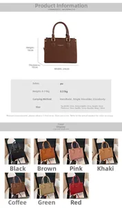 Detailed dimension chart and multi-color selection of lychee pattern tote bags for women