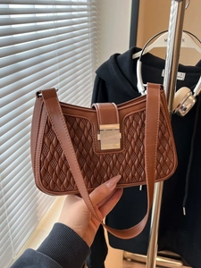 Borsa a Spalla Sottobraccio in PU con Trama Intrecciata Vintage per Donna Borsa a Tracolla alla Moda con Fibbia in Metallo Minimalista