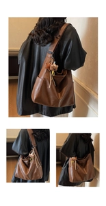 Détails du sac fourre-tout marron rétro avec pendentif ours et breloque en forme d'étoile
