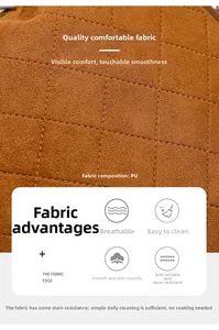 Detailed macro view of brown quilted PU leather fabric with diamond stitching and matte texture
