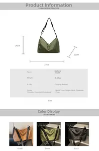 Detailed chart showing oxford fabric texture, lightweight 0.32kg mass and bag dimensions