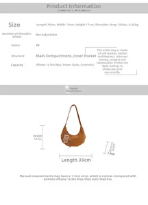 Guide des tailles du grand sac besace en daim avec dimensions 39x13x17cm et détails