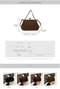 Vue détaillée du sac coquillage léopard avec dimensions et options de couleurs variées