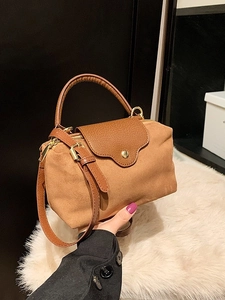 Brown nylon and suede crossbody handbag with adjustable strap for women in 2025 style