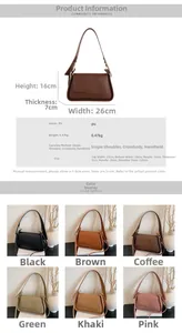 Detailed size specifications and material chart for litchi pattern PU crossbody bag