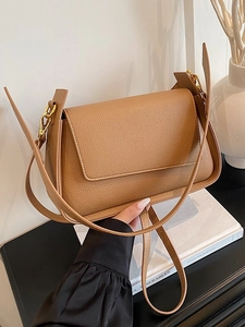 New Women Fashion Litchi Pattern PU Leather Shoulder Bag Retro Small Square Crossbody Underarm Flap Bag With Adjustable Strap