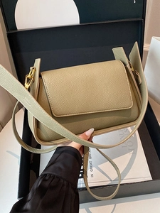 Olive green lychee texture leather underarm bag with gold hardware and shoulder strap