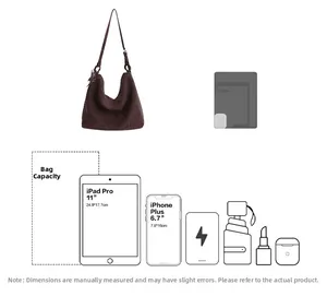 Large capacity hobo bag showing space for 11 inch iPad Pro and daily essentials